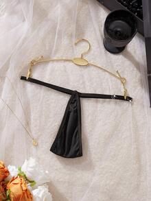 性感女士内衣，黑色简约俏皮低腰丁字裤，适合情人节、夜店、卧室穿着 - 黑色 - 查看 3