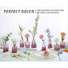 12pcs Glass Bud Vase Set, Small Purple Flower Vases For Centerpieces In Bulk, Mini Vintage Vase For Wedding, Home,Table Decoration,12Pcs,Purple - 紫色 - 查看 4