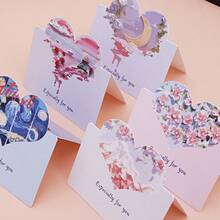 浪漫心形情人节贺卡，3D油画心形设计，创意礼品卡，艺术祝福感谢卡，手绘，新年 - 彩色 - 查看 5