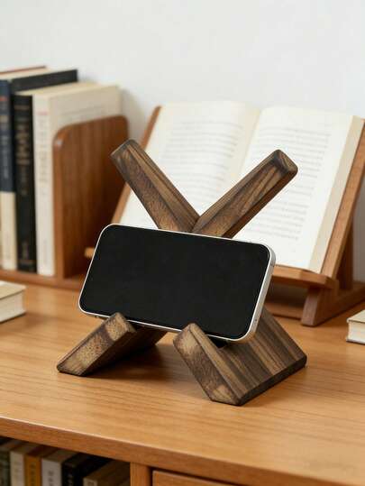 1 Set Wooden Restaurant Home Cookbook Holder, Kitchen Menu Display Rack, Bookshelf, Tabletop Reading Stand, Wooden Plate Display Rack, Decorative Frame, Multifunctional Inclined Wooden Vinyl Record Display Stand, Phone Holder