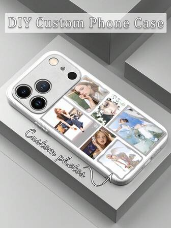 1 pieza Funda de teléfono personalizada con 6 fotos, retrato familiar, aniversario de pareja, foto de mascota, vidrio templado negro + material de borde suave de TPU, compatible con Samsung S24 Ultra/S25 Ultra y Apple 17 Pro Max/16 Pro Max/15 Pro/14 Plus/13 Pro/12 Pro Max/11/Xs Max/8/7/6 Plus, gran regalo de cumpleaños para novia, novio o uso personal