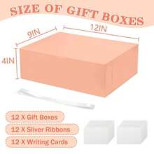 12 Pcs Large Pink Gift Box With Lid,12x9x4 Inch Collapsible Gift Wrap Box With Ribbon, Party Favor Boxes For Presents, Valentine's Day,Wedding, Party Favor,Birthday, Bridesmaids Gifts,Pink - 粉色 - 查看 3