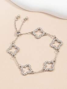 1pc Fashionable Lucky Four-Leaf Clover Classic Design, Elegant & Versatile, Great Gift Option - Silver Hollow Out 1 - View 4