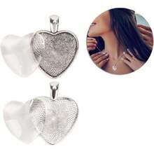 60 Piezas Bandejas Colgantes de Corazón Ajuste de Cabujón de Acero Inoxidable Borde Liso Copas de Bisel Colgantes Ajuste de Joyería de Cabujón en Accesorios de Joyería,37361613 - Multicolor - Ver 2