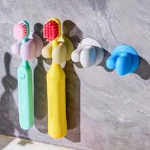 4pcs Random Color Toothbrush Holder With Suction Cup, Drill-Free Wall Mounted Bathroom Storage Organizer, Detachable Electric Toothbrush Hanging Rack - Multicolor Random - View 8