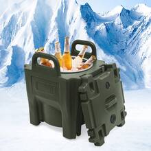 ZHFEISY 20L/21Qt Insulated Food Carrier, Stainless Steel Thermal Bucket On 4 Wheels, 15.4" Stackable Airtight Container For Hot/Cold Food, Camping, Catering, Green - default - View 3