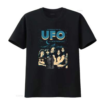 New Rare ufo band For Fans Black All Size T Shirt WS1352 vintage Washed Stylish Unisex graphic designer clothes homme Casual