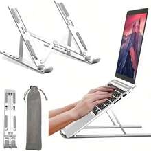 Foldable Laptop Stand, Adjustable Laptop Riser, Portable Laptop Holder, Multi-Angle Laptop Stand, Desktop Stand, Cooling Laptop Stand, Sturdy And Durable, Travel Essential, Suitable For Tablets, Laptops And Smartphones, Office Electronics