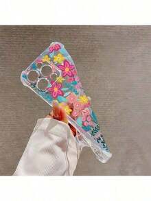 Funda Floral para Teléfono Móvil, Diseñada con Flores Vibrantes y Acentos de Hojas, Adecuada para los Modelos 14, 13, 12 y 11 Pro, Hecha de Material TPU y Ofrece Protección a Prueba de Golpes. Perfecto para familiares, amigos, niños, cumpleaños, primavera, días festivos, novios, novias y regalos del Día de San Valentín. - transparente - Ver 6