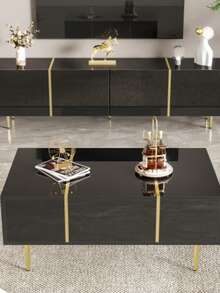 Modern High-Gloss Black TV Cabinet And Coffee Table Set - Black - View 6