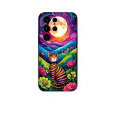 1PC Phone Case ,  Colorful Cat Moon Landscape Flowers , Stylish Phone Case, Phone Decoration, All-around Lens Protection, Creative Small Gift, Funny Gift for Boys and Girls - Negro - Ver 7