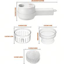4-In-1 Rechargeable Food Processor/Stirrer, Easy To Clean, Stainless Steel Blades, Wireless Portable Vegetable Cutter, Suitable For Cutting Peppers, Garlic, Etc. - White - View 3