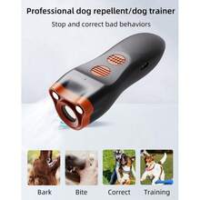 超声波驱狗器，高续航双头训狗器，便携式防吠装置，带双闪光灯 - 黑色 - 查看 9
