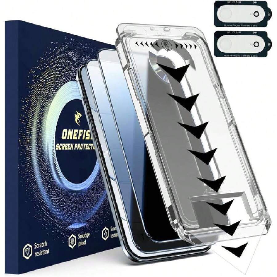 2-Pack Protector Pantalla Privacidad + Protector Cámara para iPhone Air, Mica Vidrio Templado con Marco de Instalación Fácil Anti-Burbujas,37335830 - Blanco y Negro - Ver 1