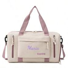 Customizable Name Large Capacity Travel Tote Bag, Suitable For Girls, Boys And Teenagers, Lightweight Sports Gym Bag With Shoe Compartment, Can Be Used As Carry-On Luggage, Perfect For Travel, School Or Fitness - Multicolor - View 12