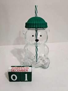 20盎司无标签玻璃熊马克杯，蜂蜜熊吸管杯带盖，可爱马克杯，熊鸭嘴杯，适用于咖啡、啤酒、葡萄酒、鸡尾酒饮料 - 彩色 - 查看 4