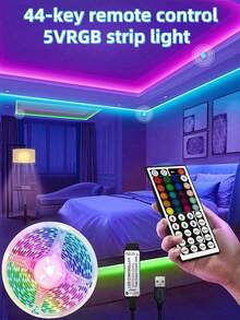 24键遥控5V RGB LED灯带，适用于电视/电脑背光、书桌、客厅、卧室、节日/派对/酒吧/氛围照明（建议电视/电脑背景灯使用1-5米） - 44鍵遙控-RGB燈帶 - 查看 11