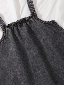 2件套女童夏季百搭牛仔吊带连衣裙，露背大摆牛仔裙 - 彩色 - 查看 7