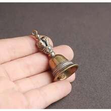 1个/2个黄铜驱魔铃钥匙扣，清脆铃声，复古迷你铜质装饰，佛教五芒星恶魔铃腰挂钥匙扣，圣诞礼物房间装饰