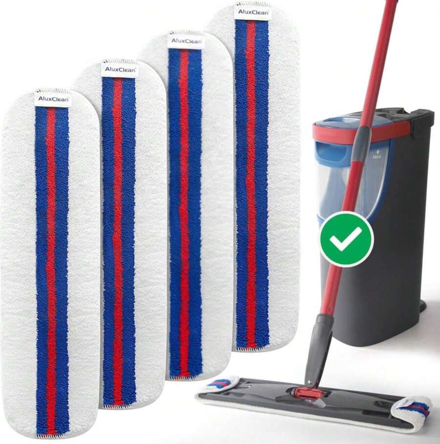 Upgraded Flat Mop Pads Compatible With O-Cedar H2prO Flat Mop System, AluxClean Reusable Mops Head Replacements For O-Cedar, 4 Pack Mops Refills For Deep Cleaning - 白色 - 查看 1