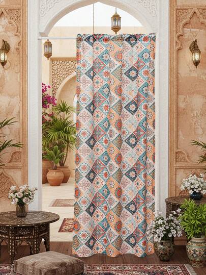 1pc Versatile Bohemian Style Printed Curtain, Door Curtain, Window Frame Decor, Holiday Decoration