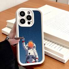 Funda de teléfono de moda, compatible con varios modelos de ,  y , funda de teléfono con diseño espacial de astronauta para modelos de ,  y , protector de teléfono, funda de pareja, regalo para novio o novia, presente de vacaciones, este es un regalo popular para amigos o socios, adecuado para ocasiones de negocios. Duradera, resistente a las manchas y a las huellas dactilares, esta nueva funda para teléfono de hombres y mujeres es un gran regalo. - Blanco - Ver 2
