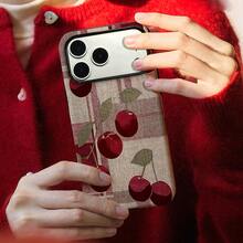 Funda de Teléfono a Cuadros Rojo Cereza, Diseño de Doble Capa a Prueba de Golpes, Duradera y Compatible con los Modelos  17, 16, 15, 14, 13, 12, 11, 8, 7, X, XS, XR, Plus, Air, Pro, Max, SE3, SE2.Regalo de vacaciones perfecto - Colores mixtos - Ver 5