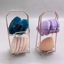 Two-Layer Three-Layer Cushion Puff Holder Beauty Sponge Storage Rack Sponge Puff Holder Makeup Tool Storage Rack, Hollow Design For Ventilation, Makes Makeup Sponges Easy To Dry After Cleaning, Suitable For Drying Various Cosmetics And Beauty Sponges - Double-layer Powder Puff Holder, Gold - View 8