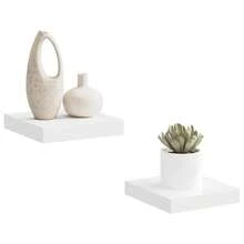 Larryhot Scaffali a Parete 2 pz Bianchi 23x23,5x3,8 cm in MDF, Facile da assemblare, dall'estetica elegante e raffinata, pratica per riporre gli oggetti, la scelta ideale per l'organizzazione e la decorazione domestica - Bianco - Visualizzare 4