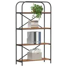 Larryhot Estante de libros Madera vieja 80 x 30 x 146 cm, Fácil de montar, elegante y hermoso, y conveniente para almacenar artículos, es una opción ideal para el almacenamiento y la decoración del hogar. - Marrón - Ver 3