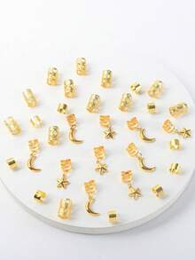 32 Stück Haarschmuck Set für Frauen - Stern & Mond Design, Haarclips, geeignet für Festivals, Partys, Alltagstragen, Anhänger, Geschenke, Festivals, Klammern, Haarspangen, Haarspangen, Kopfschmuck - Gold - Übersicht 6