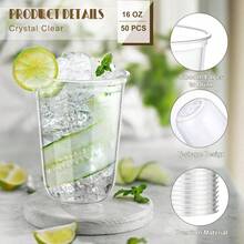 KesaPlan 100 Pcs Disposable Stemless Glasses 12oz Crystal Plastic Wine Glasses Clear Classic Cup For Meeting Weddings Birthdays Cocktail Christmas Party Supplies - 透明款-50個-16盎司 - 查看 3