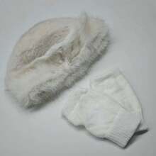 2pcs Women's Elegant White Mongolian Hats For Winter, Paired With Fingerless Gloves, Made Of Polyester Fabric, Windproof And Warm, Brimless Design, Minimalist Style, Elastic And Fitted, Suitable For Outfits, Photography, Outdoor Activities Cold Weather Outfit Women - Multicolor - View 10