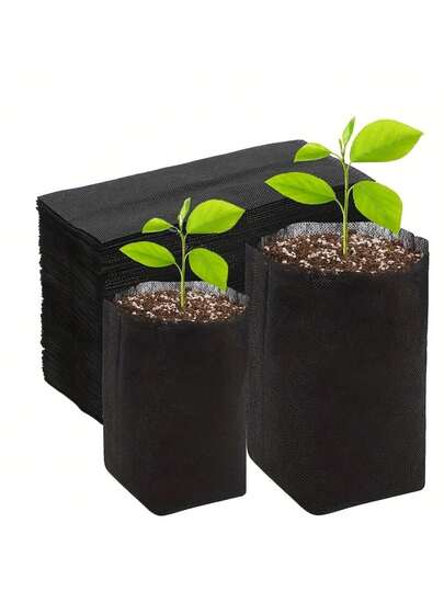50pcs Thickened Non-Woven Fabric Seedling Bags, Seed Germination Growth Bags, Suitable For Indoor And Outdoor Planting Of Seedlings, Vegetables, Flowers, And Fruits, Convenient For Transplanting, Garden Planting Pots, Lightweight Floor-Standing