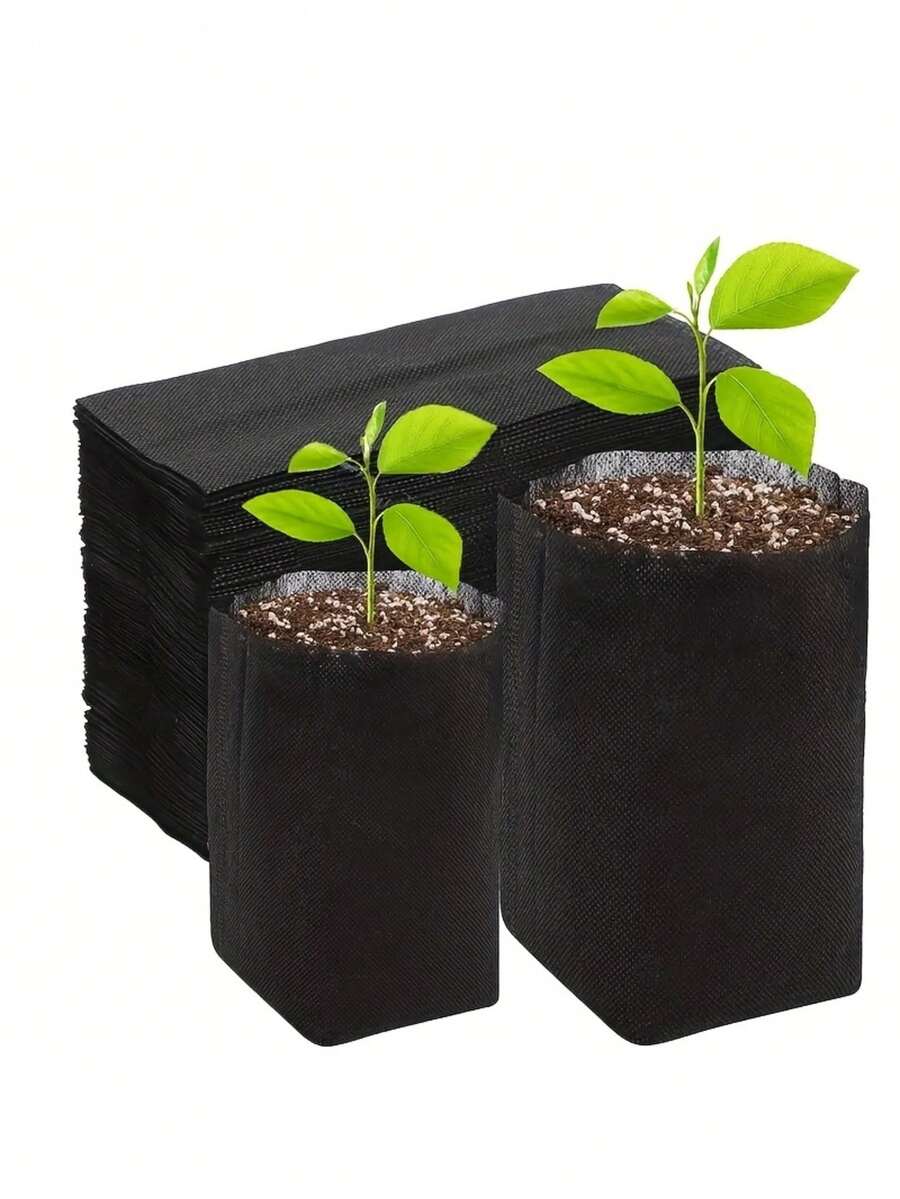 50pcs Thickened Non-Woven Fabric Seedling Bags, Seed Germination Growth Bags, Suitable For Indoor And Outdoor Planting Of Seedlings, Vegetables, Flowers, And Fruits, Convenient For Transplanting, Garden Planting Pots, Lightweight Floor-Standing