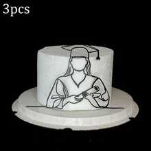 1个/3个黑色亚克力毕业肖像蛋糕装饰插牌，用于庆祝毕业派对DIY蛋糕甜点装饰 - 彩色 - 查看 12