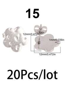 20个不锈钢几何耳钩耳环底座耳钉配件耳环连接器，适用于DIY珠宝制作材料