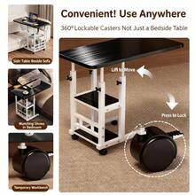 Office Computer Desk, Foldable Mobile Desk With Adjustable Height, Wheels And Storage Drawers - Space-Saving Bed/Sofa Computer Desk, Sturdy Small Work Table, 3-Tier Metal Desk, Suitable For Bedrooms, Living Rooms, Offices, Etc. - 三層黑色電腦桌(升級款&aaa) - 查看 6