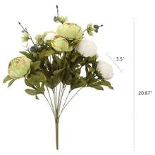 Duovlo Fake Flowers Vintage Artificial Peony Silk Flowers Wedding Home Decoration,Pack Of 1 (New Green),20.87*3.5,NewGreen - 新綠 - 查看 3