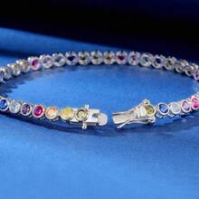 MDFUN 18K White Gold Plated 3mm Cubic Zirconia Rainbow Tennis Bracelet, Women - White 3mm - View 4