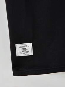 男童卡通印花圆领短袖T恤和裤子套装 - 黑色 - 查看 4