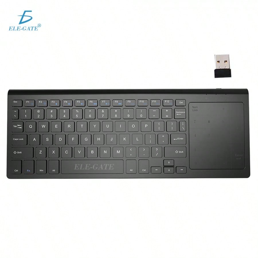 Idioma inglés, color negro. Si es combo de ratón, no. Teclado inalámbrico de 2.4Ghz, tamaño completo, mini, con teclado