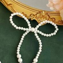 5pcs-Faux Pearl Bowknot Decoration, Beaded Chain Party Supplies Flower Shop Bouquet Rose Arrangement Accessory, Holiday Parties And Floral DIY Packaging Decoration,Pearl Bow Cake Toppers, Bow Decorations, Flower Wrapping Beads, And Floral Supplies For Cake Decoration. Romantic Cake Decoration Set Suitable For Birthdays, Anniversaries, Weddings, Autumn Decoration Mother's Day Graduation - 彩色 - 查看 3