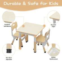 Conjunto de mesa y sillas infantiles (3 piezas), incluye dos sillas, regulables en altura, adecuado para habitaciones infantiles, salas de juegos y jardines de infancia. - Albaricoque - Ver 4