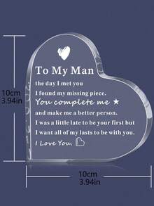 1pc Husband/Boyfriend Father's Day, Anniversary, Birthday, Valentine's Day, I Love You Plaque Decor, Engagement, Wedding (Note: Product Is Packaged In A Bag With Transparent Side As Front. There Is A Protective Film On Front To Prevent Scratches, Which Needs To Be Removed Before Use) - Multicolor - View 2
