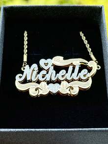 Custom Name Stainless Steel Necklace Personalized 3D Double Color Nameplate Necklaces For Women Men Jewelry Anniversary Gift,School Supplies,Back To School,School Gift,For Office,For School,For Classroom,For Teacher Gifts,For University,For Colleague,For Dorm Rooms,For Teacher,For Boys And Girls,For Teenagers,Junior High School Students,Middle School Students,High School Senior High School Students,College Students,University Students,Freshman,Sophomore,Underclassmen,Black,Silver,Gold,Stylish,Colorful,Vintage,Simple,Unisex,Casual,Cuties,Custom,Personalized,Unique,Ideal Gifts For Him,Ideal Gifts For Her,Her,Boyfriend,Girlfriend,Dad,Mom,Family,Friends,For Anniversaries,For Birthdays,For Graduation,For Prom,For Party - Nhiều màu - Xem 2