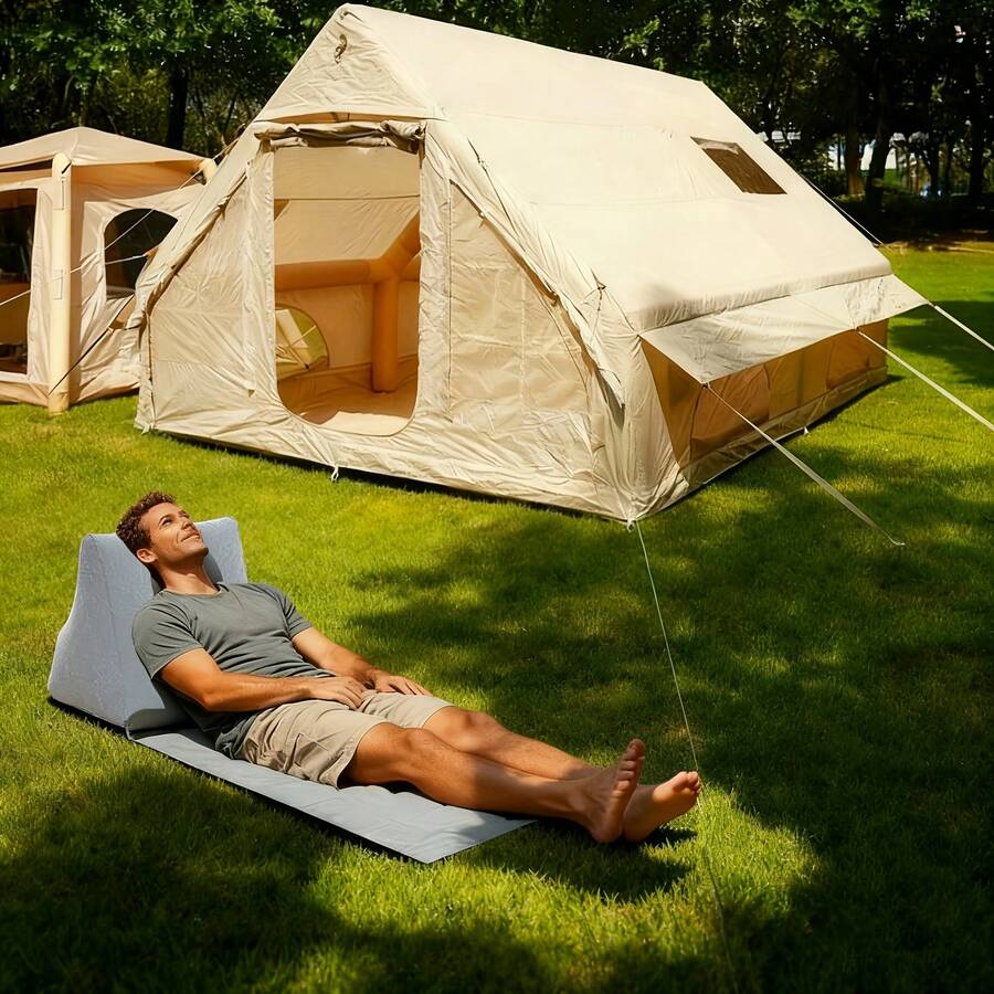 1pc Lightweight & Comfortable Outdoor Camping Beach Chair, Single Person Slouchy Chair For Garden/Park, Outdoor Camping/Picnic/Park/Home Use, Foldable & Portable, Camping Folding Backpack Chair, Picnic Home, Air Pump Sold Separately - Multicolor - View 1