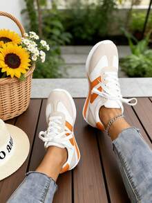 FZY Women's Lightweight And EdgyElongatesStylish Sneakers - Comfortable And Cushioned Insole, Striped Low-Top Lace-Up Casual Shoes, All-Weather Durable And Abrasion-Resistant Rubber Outsole, Women's Flat Shoes Suitable For All Seasons, Outdoor Sports, And Daily Errands, With A Simple Sporty Design.Valentine's Day Surprise Gift: Striped Casual Shoes - Perfect For Couples To Wear Together For A Special Valentine's Day Gift List - Versatile, Practical, And Suitable For Everyone - trái cam - Xem 2