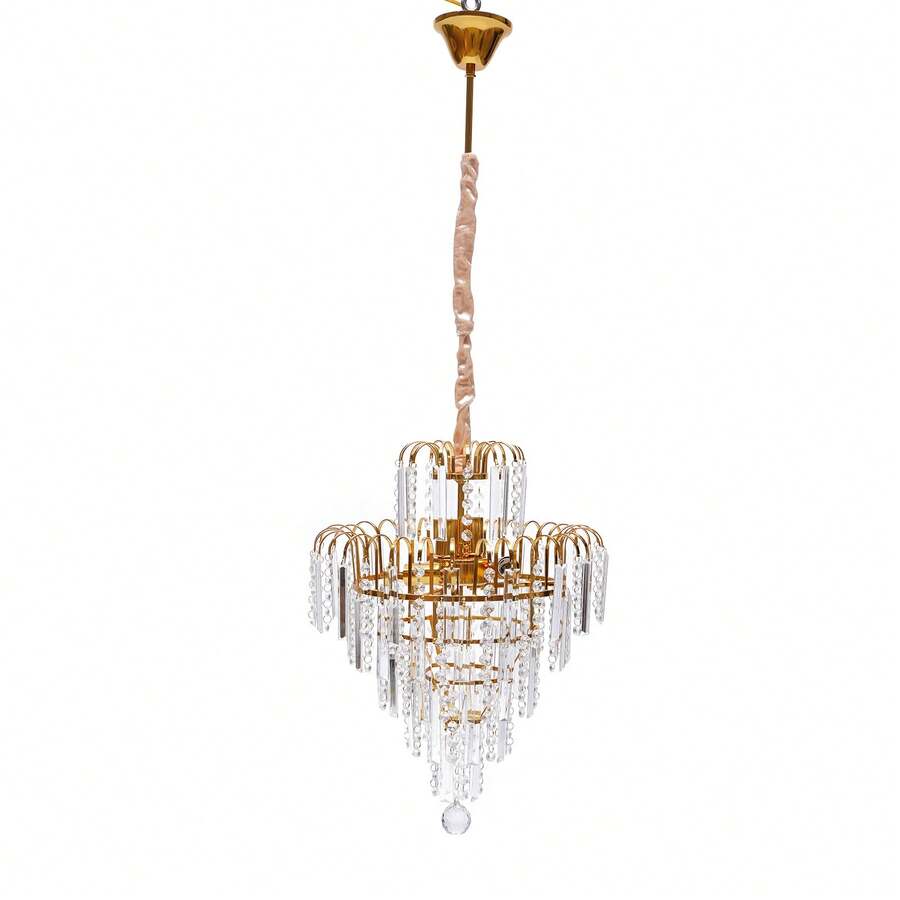 CNCEST Luxury Style Chandelier Ceiling Light, Modern Home LED Hanging Lamp, 4-Head Light Top K9 Crystal Lampshade Pendant Fixture For Bedroom Living Room Kitchen Bar - Vàng - Xem 1