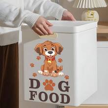 1pc Cartoon Puppy Paw Print Dog Food Container With "DOG FOOD" Label, Airtight Pet Food Storage Bin, Cute Pet Supplies - Multicolor - View 7